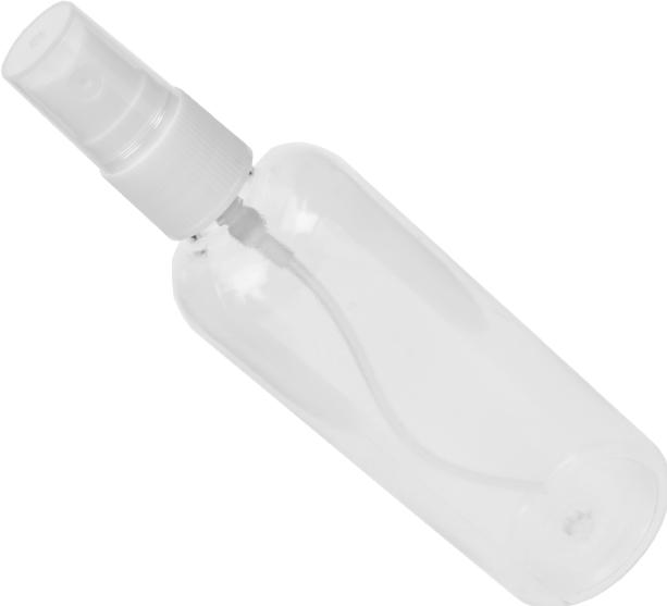 Produktbild Sprühflasche, leer, Kunststoff weisser Sprühkopf für 100 ml Höhe 15 cm, Ø 3,8 cm (0.10 l)