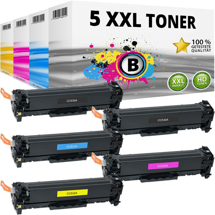 Produktbild Druckfuxx 5x XXL TONER SET für HP COLOR LASERJET CP2025 DN CP2025 N CM2320FXI CM2320 N NF