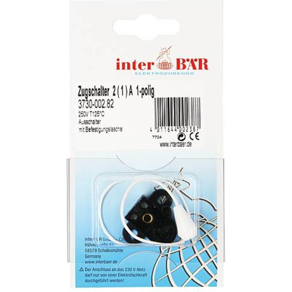 interBär Einbau-Zugschalter, Taster + Schalter, Schwarz