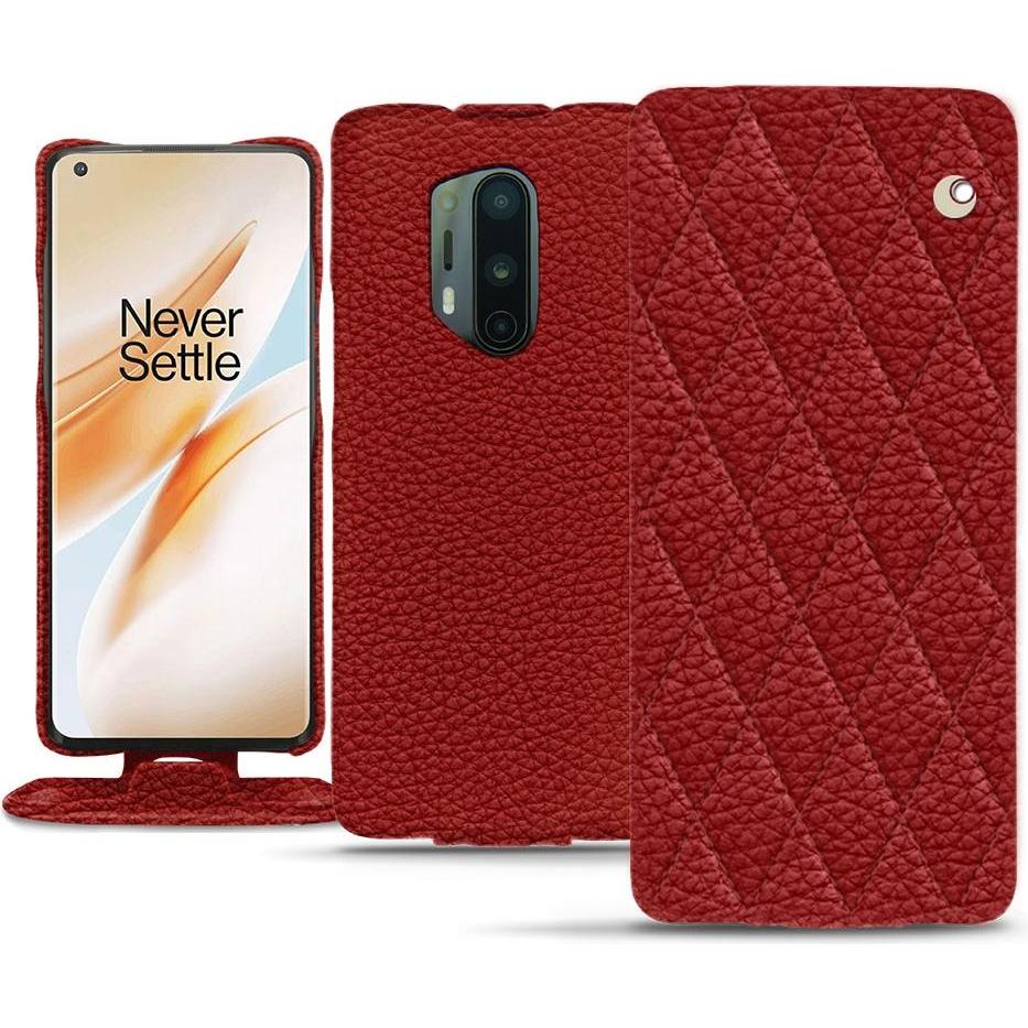 Noreve Lederschutzhülle vertikal (OnePlus 8 Pro), Smartphone Hülle, Rot