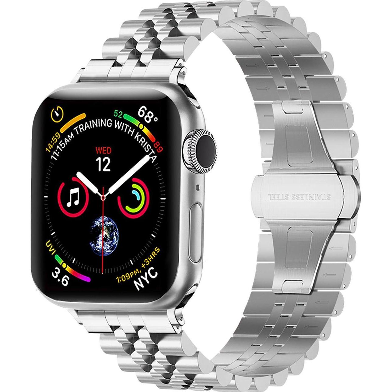 Strap-it Stahlband (Edelstahl, Apple Watch), Uhrenarmband, Silber