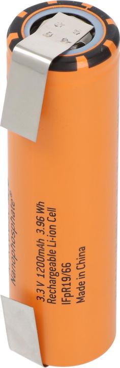 Image du produit A123 Systems A123 APR18650M-A1 1100mAh 3,2V - 3,3V LiFePo4 Akku mit Lötfahne U-Form (18650, 1100 mAh)