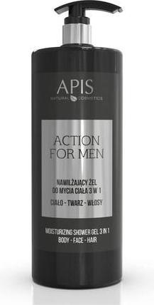 Produktbild Apis Natural Cosmetics Action For Men 3in1 nawilżający żel do mycia ciała twarzy i włosów 1000ml (1000 ml)