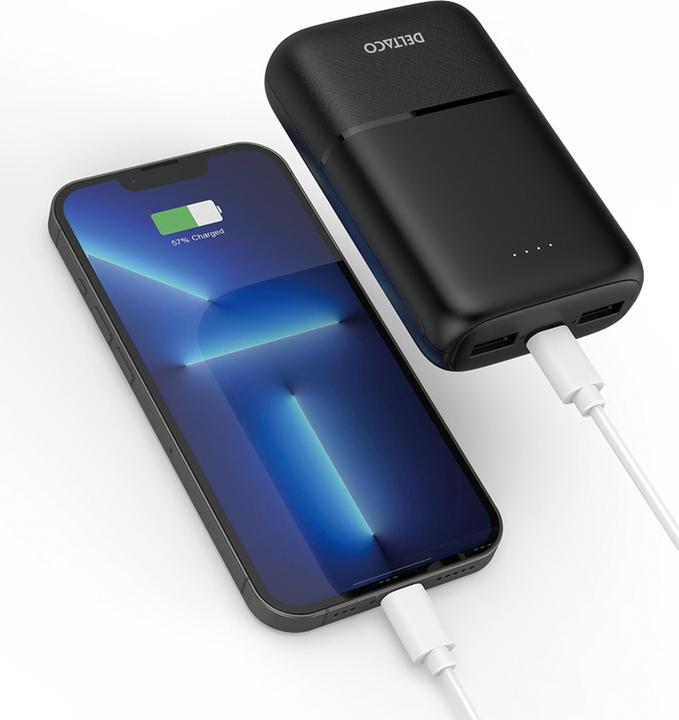 Produktbild Deltaco Powerbank 10,000 mAh, 2x USB-A, 1x USB-C (10000 mAh, 10.50 W)