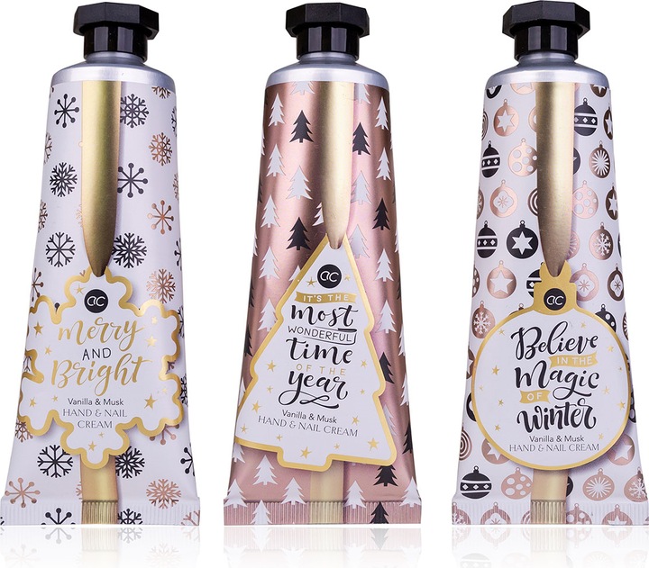 Actual product image Accentra Hand & Nail Cream WINTER MAGIC in tube, 60ml, 3 designs assorted, fragrance: Vanilla & Musk