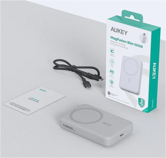 Actual product image Aukey PB-MS04 White Qi2 Powerbank 10000mAh 20W | MagSafe PD (10000 mAh, 20 W)