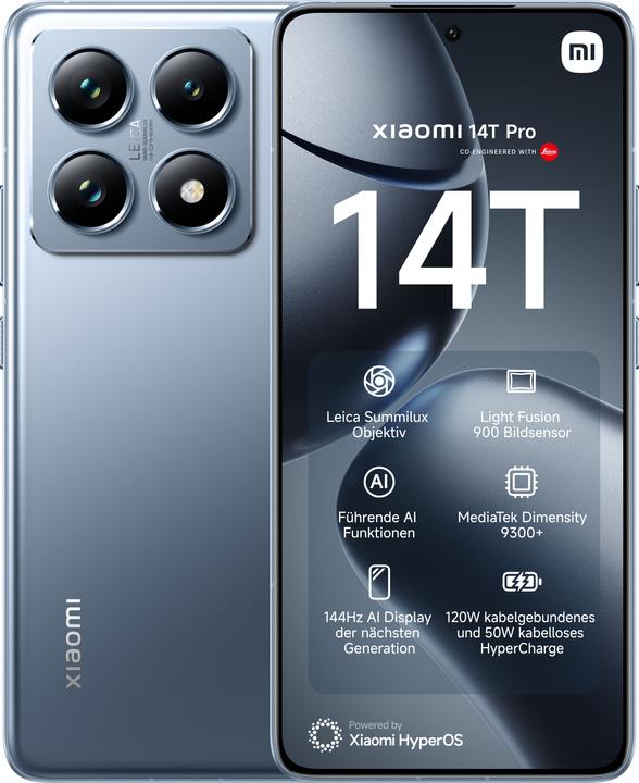 Immagine prodotto Xiaomi Pacchetto di lancio 14T Pro + Robot Vacuum X10 (512 GB, Blu Titano, 6.67", Doppia SIM, 5G)