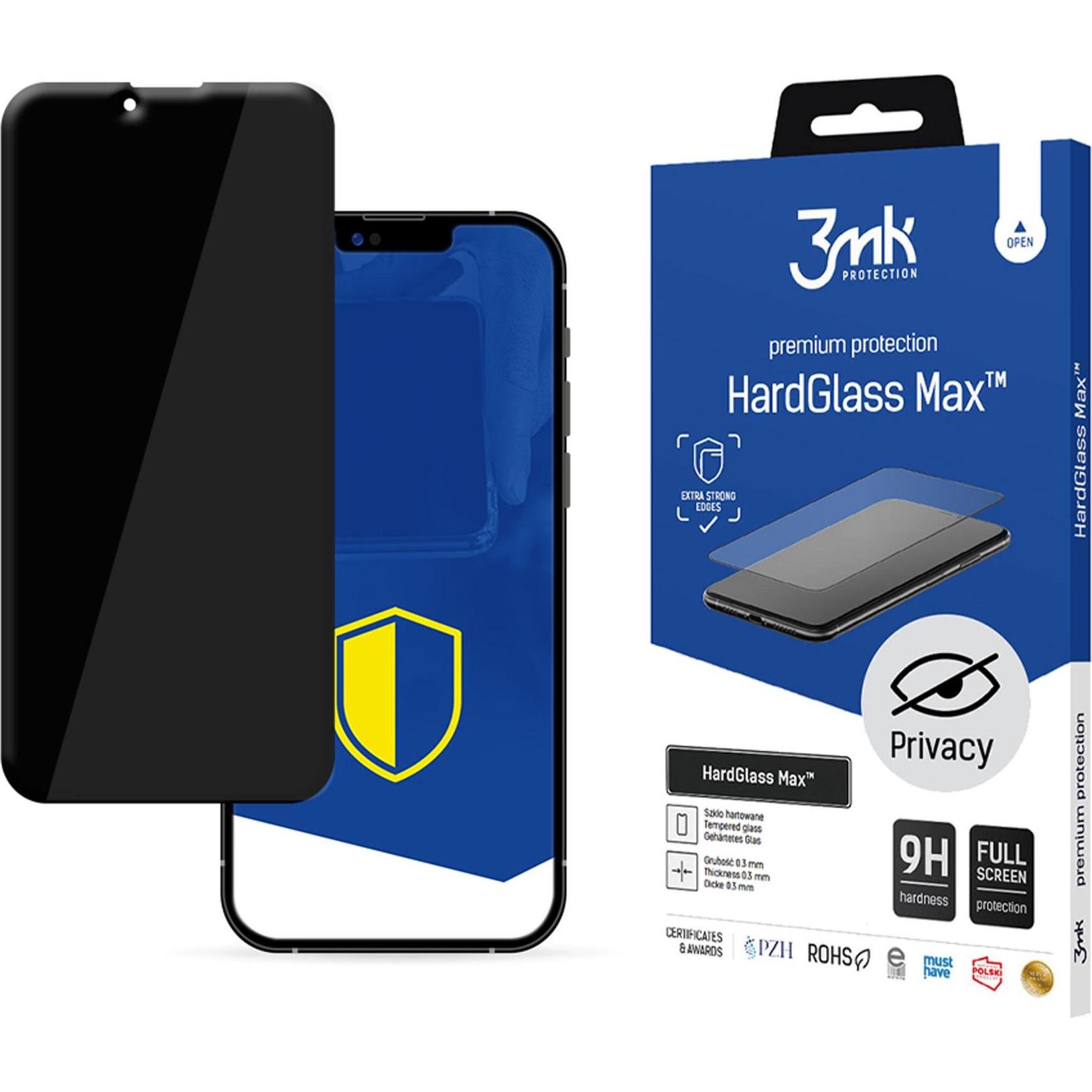 3MK HardGlass Max Privacy for iPhone 13 Mini black frame (1 Stück, Apple iPhone 13 mini), Smartphone Schutzfolie, Schwar...