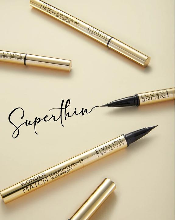 Actual product image Eveline Wonder Match Superthin Waterproof Eyeliner Pencil Black (Black)