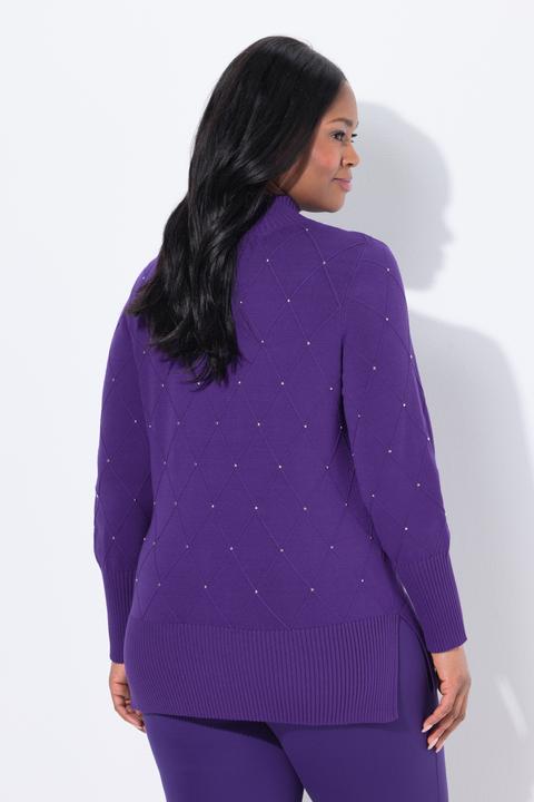 Immagine prodotto Ulla Popken Maglione lungo con rombi, applicazioni, colletto alto e maniche lunghe (54)