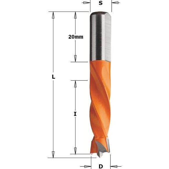 CMT, Bohrereinsatz, CMT 306.120.11 Dübelbohrer HM 12 x 8 x 55,5 mm Rechts (12 Millimeter)
