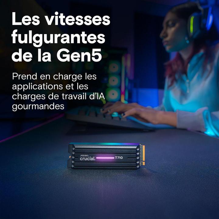 Immagine prodotto Crucial 1 TB SSD T710 3D-NAND NVMe PCIe M2 Gen5 Heatsink (1000 GB, M.2 2280)