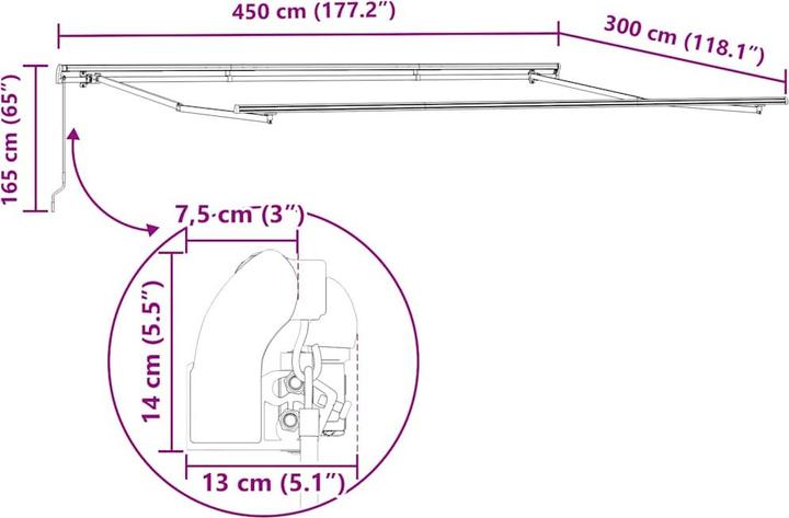 Image du produit vidaXL Einziehbare Markise (3 m)