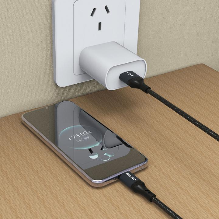 Productafbeelding Dudao L3ST USB-A - USB-C 5A Kabel 1,2m Gevlochten - Zwart (1.20 m)