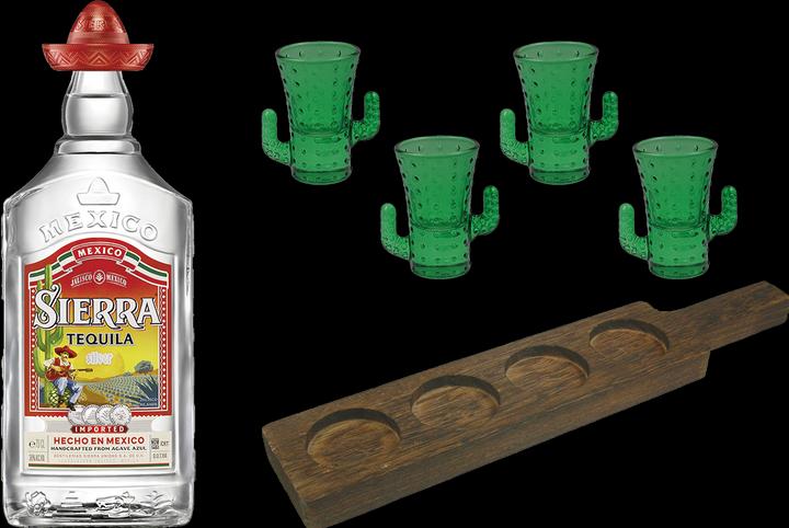 Produktbild Mayer - the gift factory Tequila Set mit 4 Kaktus Shotgläser 350ml - 38%vol.