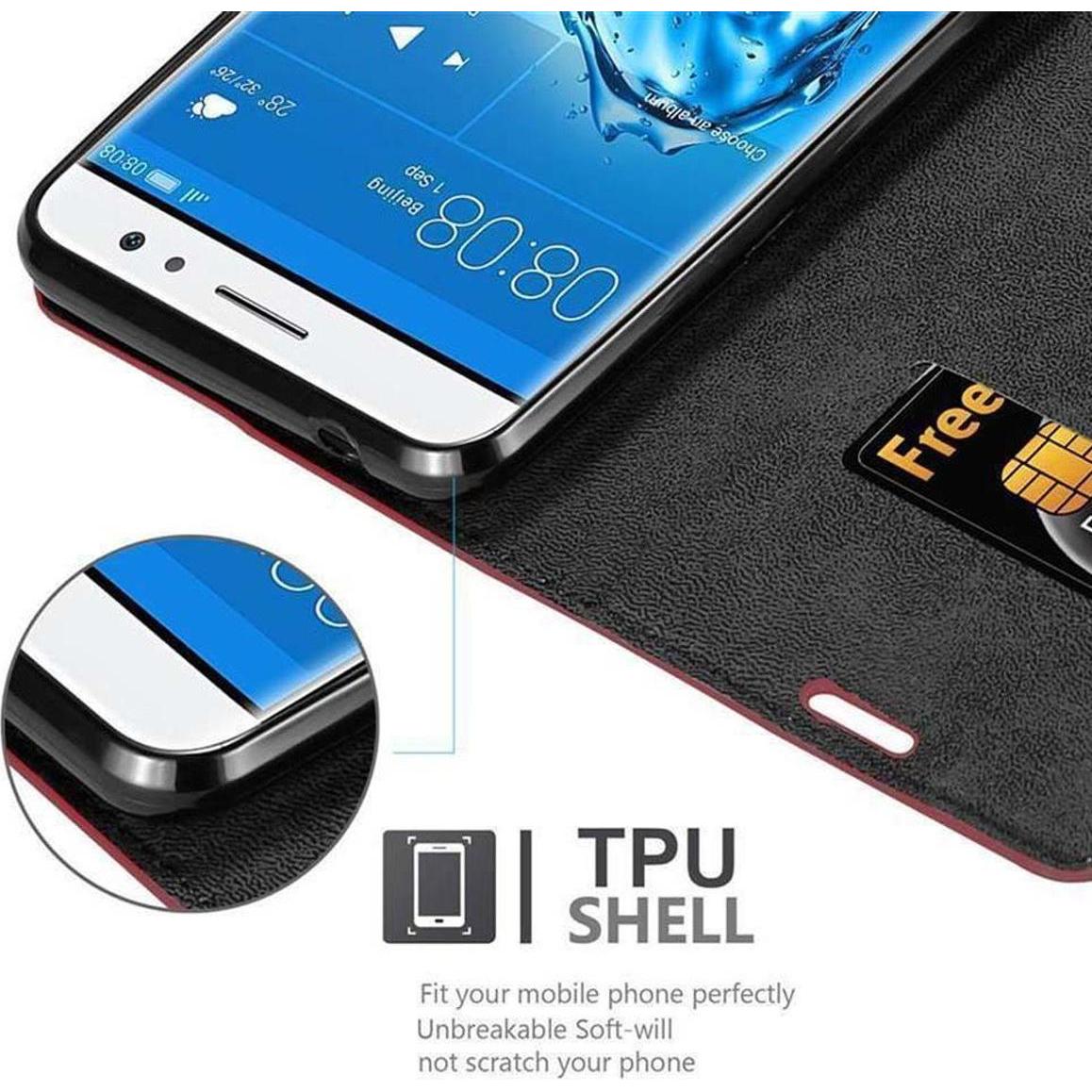 Thumbnail - Cadorabo Book Invisible Magnet Cover (Huawei Nova Plus), Smartphone Hülle, Rot