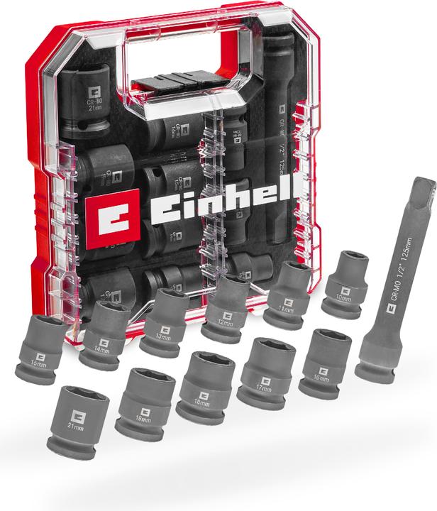 Produktbild Einhell Impact Stecknuss-Set, 109283, 12-teilig (10 mm, 11 mm, 12 mm, 13 mm, 14 mm, 15 mm, 16 mm, 17 mm, 18 mm, 19 mm, 21 mm)
