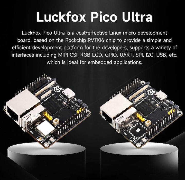 Actual product image Luckfox Pico Ultra W PoE RV1106 Linux Micro development board 8GB Flash