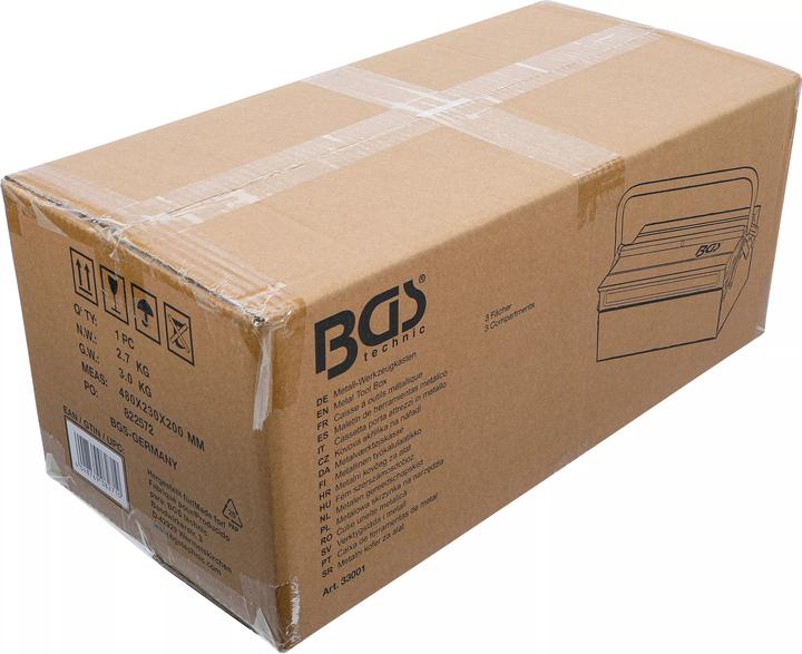 Produktbild BGS Metall-Werkzeugkasten | leer | 420 x 200 x 150 mm | 3 Fächer