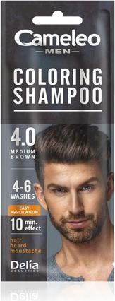 Cameleo Men Coloring Shampoo Brown Hair Beard Mustache Visible Color in 10 Minutes Refreshes Lasts f (15 ml)