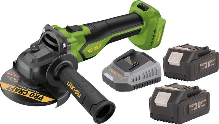 Produktbild Procraft PGA22-BB Akku Winkelschleifer 20 V 125 mm Brushless + 2x Akku 4,0 Ah + Ladegerät (125 mm)