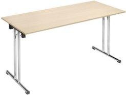 Immagine prodotto Sodematub Tavolo multiuso rettangolare in acero, tubo rotondo cromato, 160,0 x 70,0 x 74,0 cm