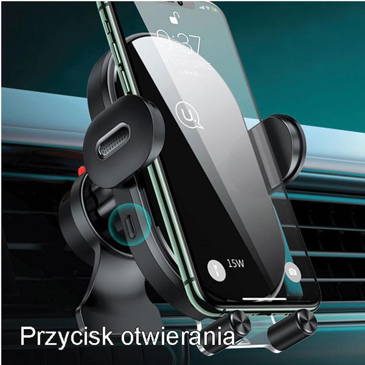 Produktbild Usams Uchwyt indukcyjny US-CD132 15W Automatic do kratki went. czarny/black CD132ZJ01