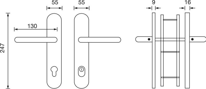 Produktbild Marchesi Türbeschlag Harmonie | Langschild PZ 88 |mit Kzs, Aluminium silber eloxiert (Türschildgarnitur)
