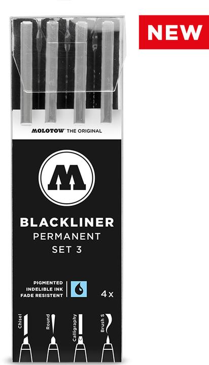 Immagine prodotto Molotow Blackliner Permanent Set 3 largo 4 pezzi (Nero, 1 x)