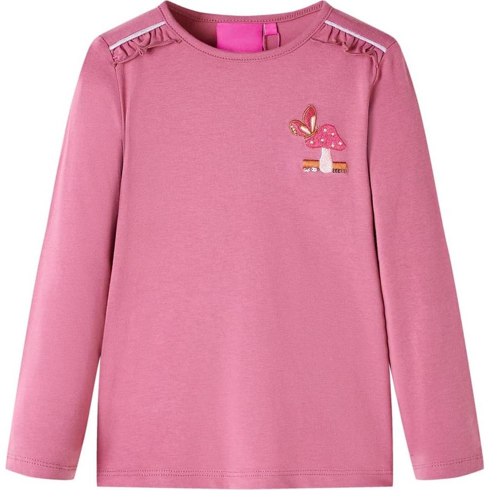 VidaXL, Jungen, Shirt, Kinder-Langarmshirt Himbeerrosa 128,Material: 95, Rot, (128)