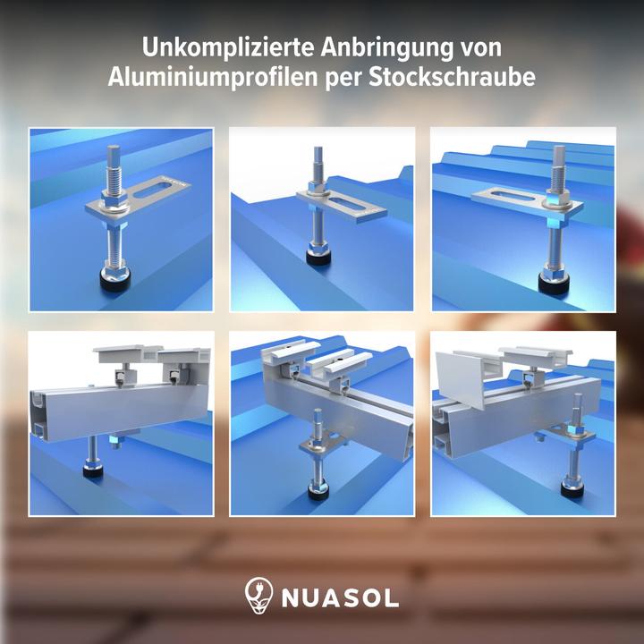 Image du produit Nuasol Vis à double filetage avec plaque d'adaptation (Matériel de montage du système solaire)