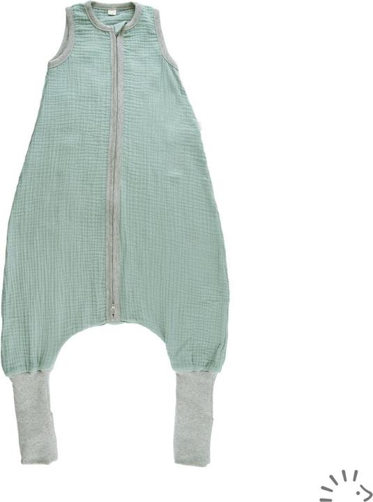 Popolini Schlafsack mit Füssen Musselin - Topaz Green (Sommer)