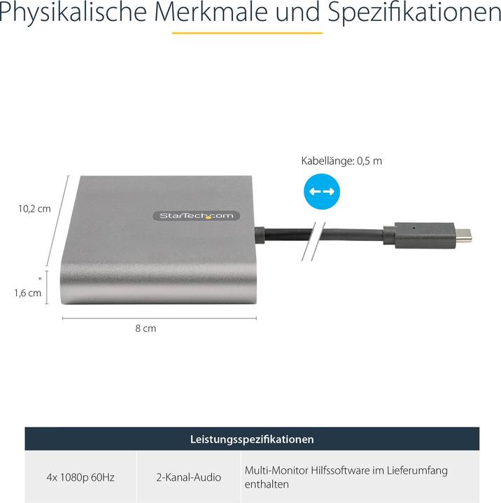 Immagine prodotto StarTech Da USB-C a 4x (USB-C, 50 cm)