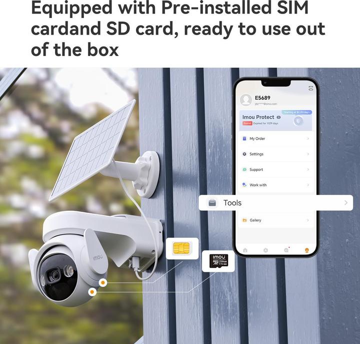 Actual product image Imou Cell PT 4G Kit 3MP Batteriebetriebene IP Kamera mit Solarpanel und SIM (2304 x 1296 Pixels)