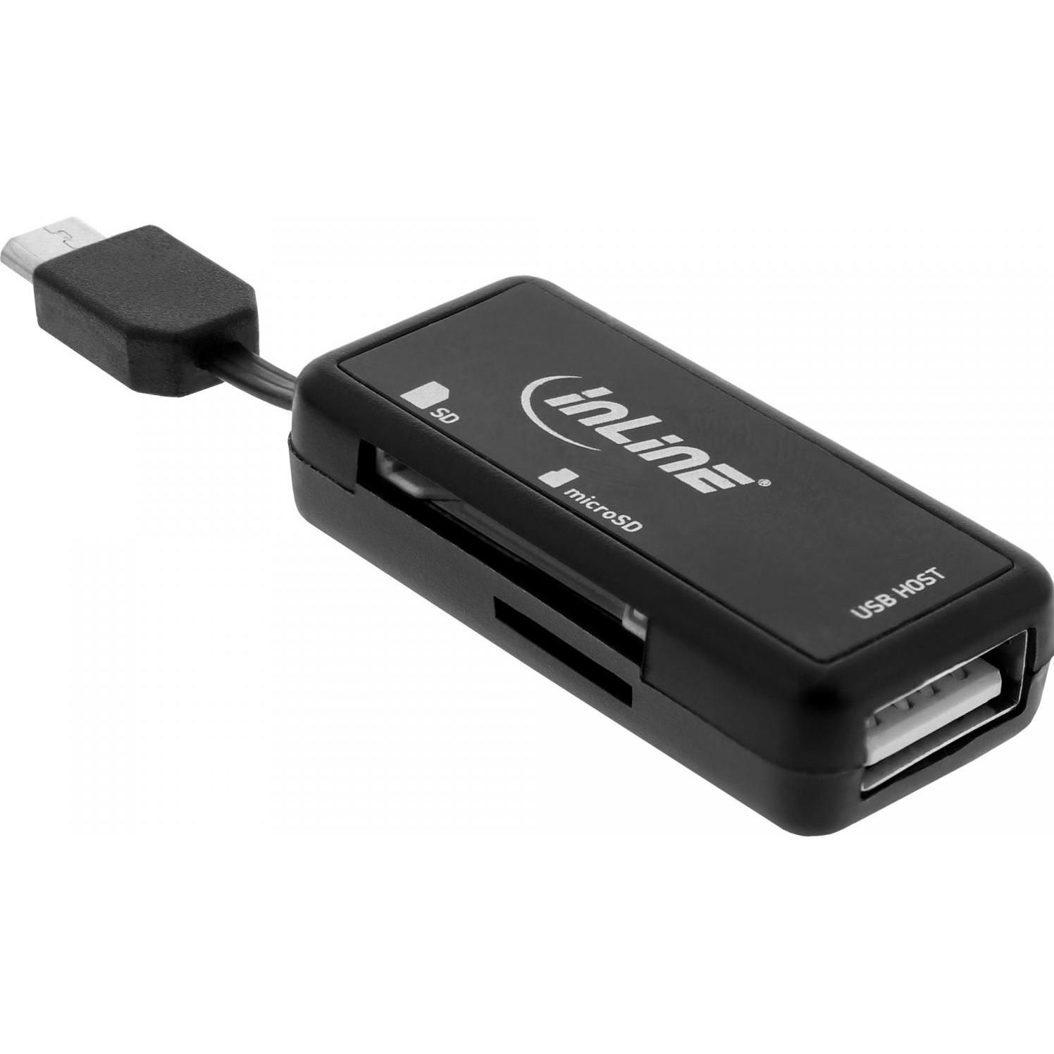 Inline Nero Lettore Di Schede Usb Otg Dual Flex (Usb 2.0), Lettore Di Schede Di Memoria,