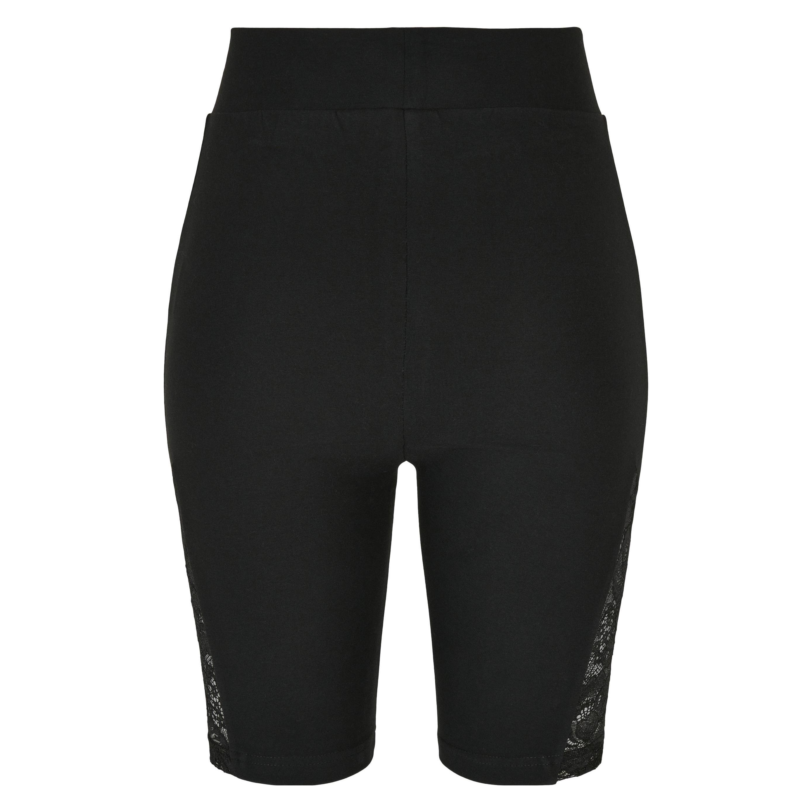 Urban Classics, Damen, Shorts, Ladies High Waist Lace Inset Cycle Shorts - 16956, Schwarz, (Xs)