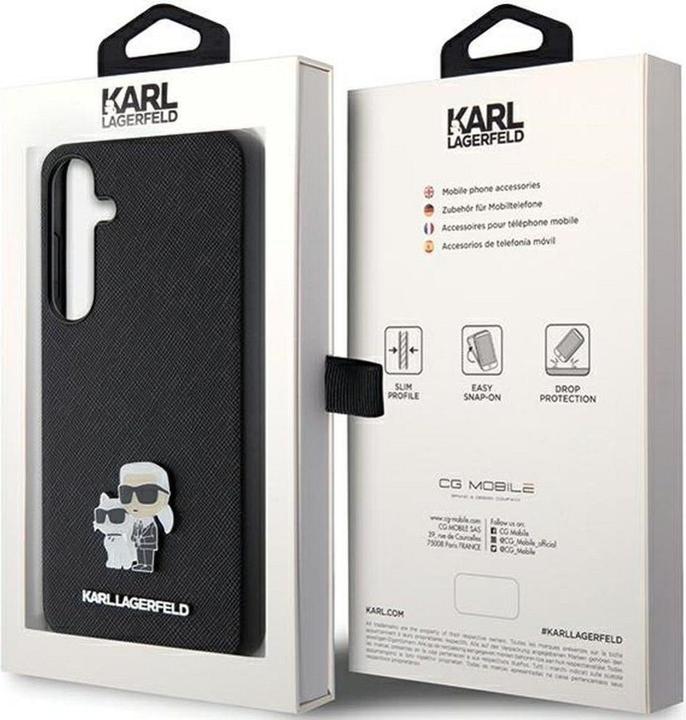 Productafbeelding Karl Lagerfeld KLHCSPSAKCMPK S921 hardcase czarny/zwart Saffiano Karl & Choupette Metalen speld (Samsung Galaxy S24)