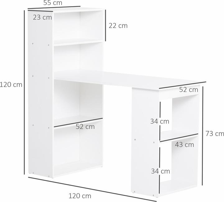 Image du produit Homcom Bureau avec 6 casiers de rangement (120 x 55 x 120 cm)