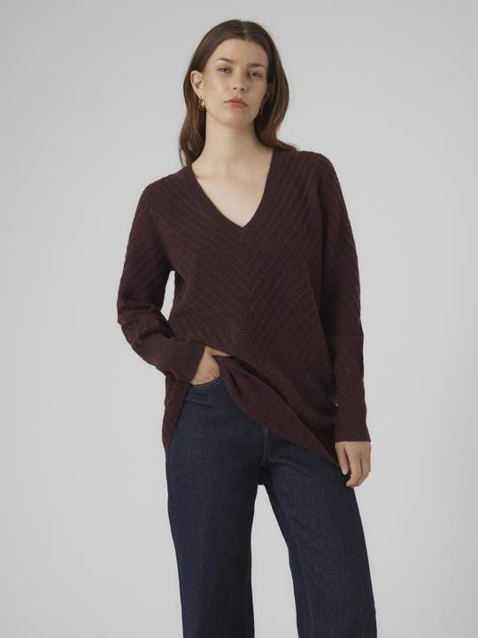Produktbild Vero Moda VMANJASTINNA LONG V-NEK PULLOVER GA EXC Strickpullover (XS)
