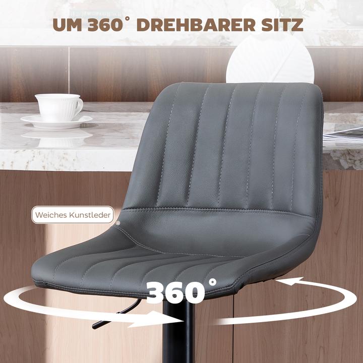 Actual product image Homcom Barhocker Kunstleder, Stahl Dunkelgrau