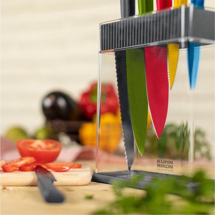Actual product image Kuhn Rikon Colori+ knives & block set 7 pieces
