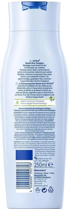 Produktbild NIVEA Blond Silver Shampoo Fl 250 ml (250 ml, Flüssiges Shampoo, Silbershampoo)