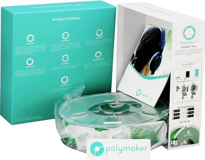Produktbild Polymaker PA06016 PolyMAX Tough Filament Tough PLA hohe Steifigkeit, hohe Zugfestigkeit, schlagfest (Tough PLA, 2.85 mm, 750 g, Grün)