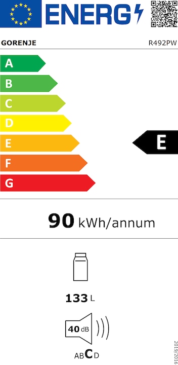 Etichetta energetica Gorenje R 492 PW bianco (133 l)