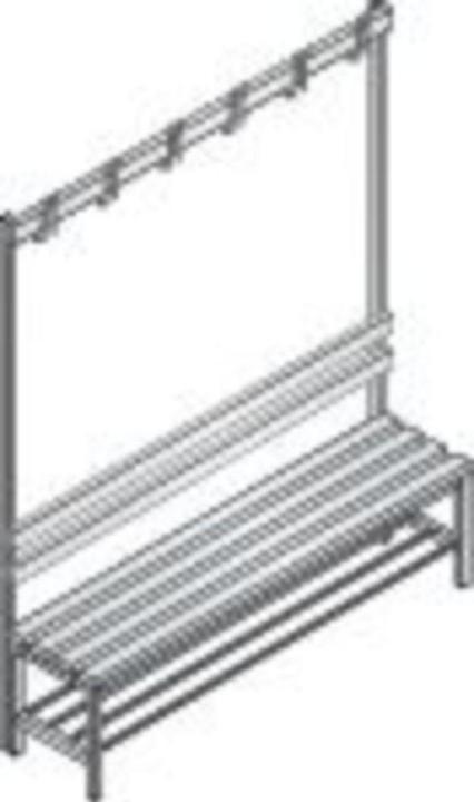Actual product image C+P BASIC cloakroom bench, single sided, hook rail, shoe rack, plastic, length 1500 (150 cm, 165 cm)
