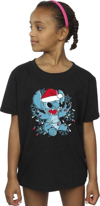 Produktbild Disney Lilo And Stitch Christmas Lights Sketch TShirt Mädchen (152, 158)