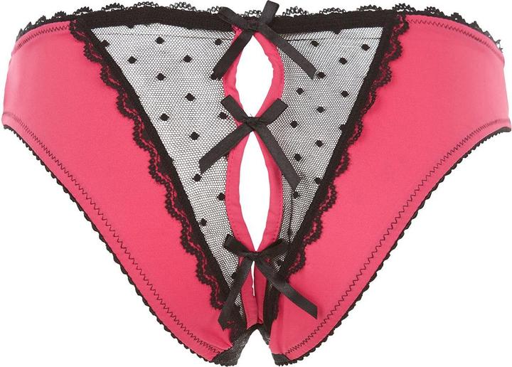 Actual product image René Rofé Frills Slip With Open Crotch - Pink/Black (M, L)