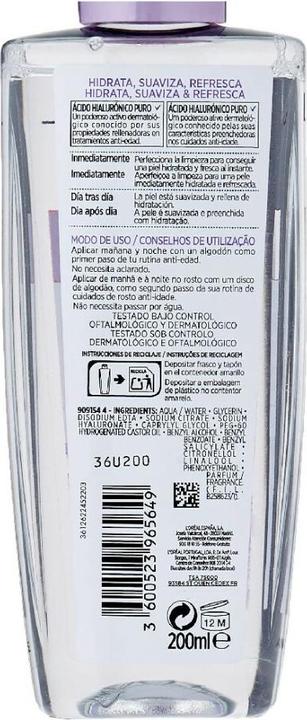 Nutritional values and ingredients L'Oréal Paris REVITALIFT FILLER ácido hialurónico puro tónico 200 ml (Face toner, 200 ml)