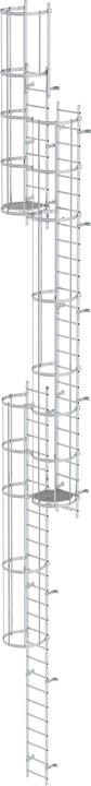 Produktbild Munk Mehrzügige Steigleiter mit Rückenschutz (Notleiter) Aluminium blank 14,36m (Mehrzweckleiter, 1436 cm)