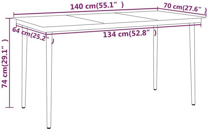 Produktbild vidaXL Garten-Essgruppe (140 x 70 x 74 cm)